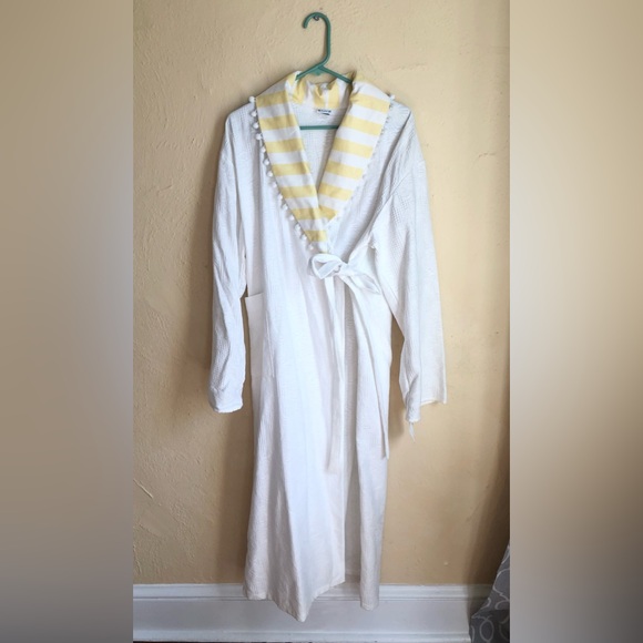100% White Cotton Wrap Robe Tassel Collar Vintage Blueberry Lane Cottagecore - Picture 2 of 11